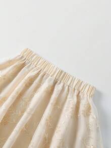 Elenzga Chân váy mini hai lớp dáng chữ A lãng mạn với họa tiết hoa, kiểu dáng thanh lịch Pháp, thích hợp cho kỳ nghỉ, hẹn hò, đi làm, mùa xuân/hè. - Màu be - Xem 3