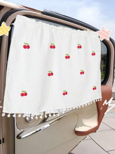 Muroi Mono 1pc/2pcs Pack Car Side Window Sunshade With Suction Cup, Car Side Window Sunshade, Fresh Waffle Pattern Car Curtain, Summer Sunscreen Shade, Cute Car Window Sun Visor, Car Sunshade Summer Curtains, Waffle Heat Insulation Sunshade For Summer Cars, Suction Cup Window Sunshade Side Shields, Large Waffle Curtains, Butterfly Bow, Flower, Cherry And Other Pattern Sunshade Shields, Suitable For All Car Models, Sunshade And Cooling Protection Privacy Waffle Curtains, Essential Sunshade Curtains.