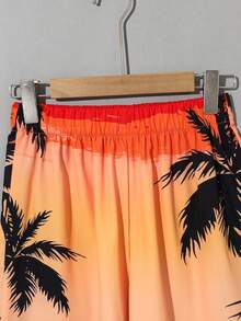 SHEIN Bộ 2 món áo sơ mi và quần short in hình cây cọ dành cho thiếu niên nam, thích hợp đi học, đi làm, mặc hàng ngày và chơi thể thao. - Nhiều màu - Xem 6