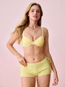 Bonmuse MIMILEMON 女款時尚淺黃色有鋼圈托高內衣 - 增強、提升、性感、全天舒適，適合夏季日常穿搭 - 黃色 - 查看 6