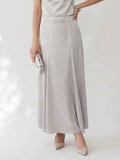 Uhlyne Chân váy xòe thanh lịch có cạp chun, thích hợp cho các buổi tụ họp