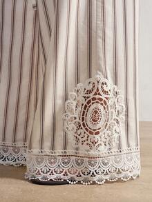 Bohemela 女士休闲条纹宽松直筒裤 - 白色 - 查看 5