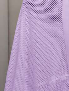 Slaydiva Loose Fit Solid Color V-Neck Drop Shoulder Hollow Out Knit Casual Blouse For Plus Size Women, Spring/Summer - Mauve Purple - View 9
