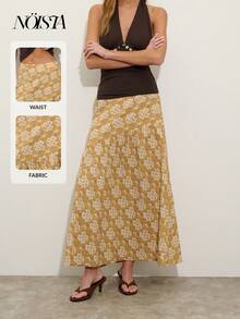 Nöista 这款芥末黄印花高腰长裙，斜向缝线设计，营造出动感和廓形。非常适合春夏穿着，是度假、参加音乐节或日常休闲装扮的理想之选。 - 鵝黃色 - 查看 1