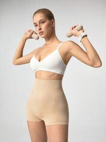 Loungeista 白色女用壓力式Bralette，露背休閒設計，V領Bralette，T恤式Bralette，加墊Bralette，女用Bralettes，白色V領內衣，適合夏季 - 白色 - 查看 8
