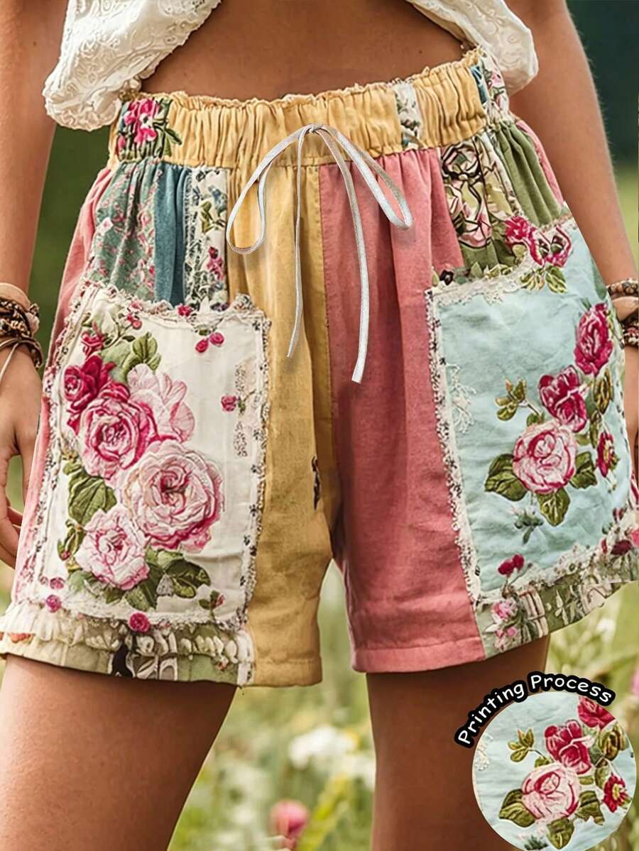 EMERY ROSE Women's Minimalist Vacation Printed Shorts - Multicolor - View 1