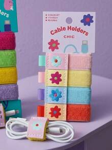 Joivida 4Pcs Cute Cartoon Magic Tape Cable Ties – Multi-Use Organizer For PC & Earphone Wires - Multicolor - View 5
