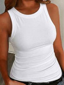 SHEIN Slayr Áo camisole ôm sát, phối ren, mỏng, dành cho nữ cỡ lớn, thích hợp cho mùa hè, đi biển, nghỉ mát. - trắng - Xem 4