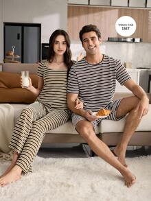 CoupledUp Woven Striped Casual Men's Pajama Set - Multicolor - View 7