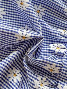 SHEIN Vintaside Kids Đầm công chúa cho bé sơ sinh với họa tiết trái tim hoạt hình dễ thương, có dây đeo và nơ trang trí, thích hợp cho các chuyến đi chơi, kỳ nghỉ và tiệc tùng mùa xuân/hè. - Màu xanh lam - Xem 8