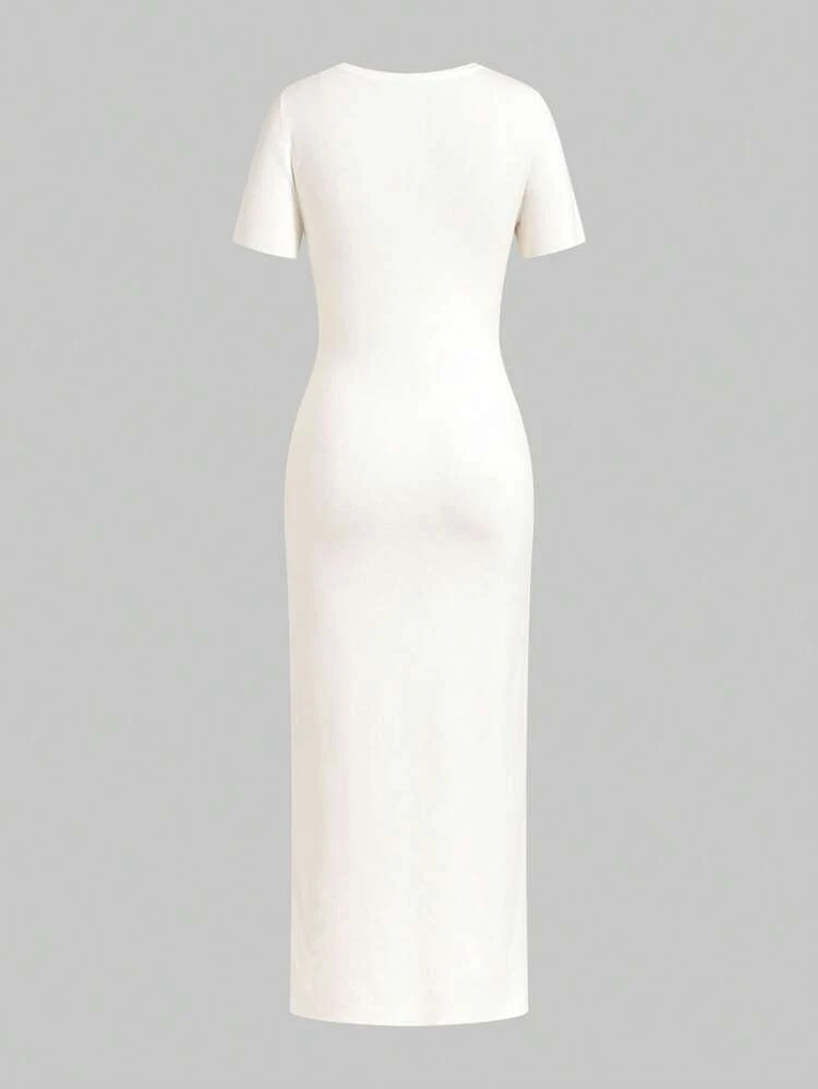 ELEGANT FITTED PRINTED KNIT DRESS, SPRING/SUMMER