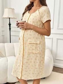 Maternity Ditsy Floral Delivery Dress - Multicolor - View 7