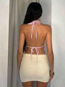Glamine Áo hai dây sequin màu xanh bóng lãng mạn cho kỳ nghỉ hè ở bãi biển. - Màu Hồng baby - Xem 2