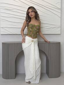 Jemour Áo Bralette ren mỏng in hoa màu xanh lá cây và hồng trơn mùa xuân/hè, Áo Bralette thanh lịch, Áo Bralette ngày lễ bãi biển, Áo Cami thanh lịch gợi cảm, Áo Bralette dành cho nữ - màu xanh lá - Xem 5