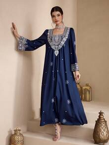 Al Najma Áo Abaya Ả Rập thêu sequin thanh lịch dành cho nữ - Nhiều màu - Xem 8