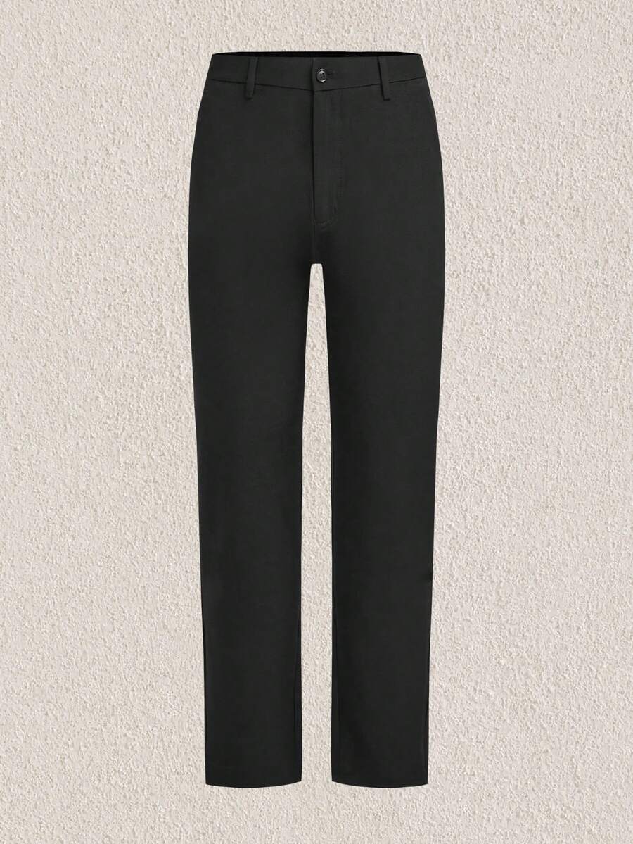 Mercer Haus Pantalones casuales de unicolor con bolsillo en diagonal para hombres, para el otoño - Negro - Ver 1