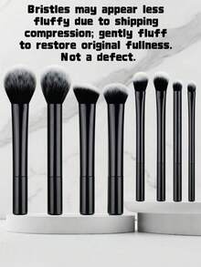 High-Quality 8pcs/Set Black Glossy Professional Makeup Brush Tool Kit Including Powder, Blush, Contouring, Eyeshadow, Highlighter Brush With Material For Impeccable Makeup Look,Brush Set,Makeup Brush Kit,Make Up Brush Set,Make Up Set Complete,Makeup Brush Set,Complete Makeup Kit,Brush Kit,Brushes Makeup Set,Makeup Gift Set - Black - View 7