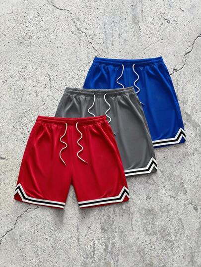 EVRINFINITE 3pcs/Pack Men's Summer Outdoor Sports Basketball Shorts, Fitness Running Basketball Sports Shorts, Knee Length
