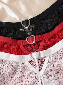 Seduluxe 3pcs Plus Size Lace Elegant Panty Set - Multicolor - View 7