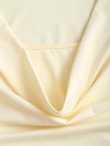 Sweetra 新款棕色优雅通勤时尚短袖连体裤，女款，高领收腰设计 - 淡黃色 - 查看 3