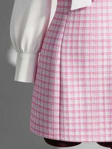 Fine & Folde Contrast Color Fabric Patchwork Bow Decor 2 In 1 Elegant Romantic Women Dress - Multicolor - View 4