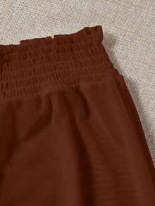 Swim Mod Bộ bikini 3 món - Quần bikini kẻ sọc xanh trắng, quần short trắng, trang phục đi biển thường ngày cho kỳ nghỉ xuân/hè, tiệc bãi biển. - Cà phê nâu - Xem 5