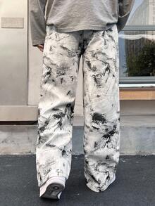 Spring Tie-Dye Men's Wide Leg Loose Casual Jeans - Multicolor - View 2