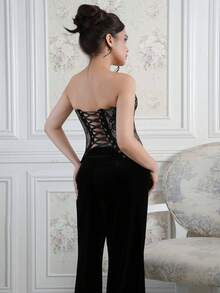 Criza Taa Quần ống rộng nhung nữ, mùa thu/đông - màu đen - Xem 2