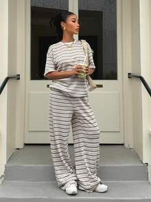 Muchica 条纹针织女式休闲套装 - 彩色 - 查看 4