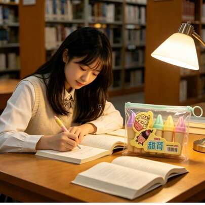 6 PCS Ice Cream Cone-Shaped Highlighters, Macaron-Colored Journal Pens, Girly Stationery, Suitable For Drawing Journaling Note-Taking Back-To-School Season Gifts