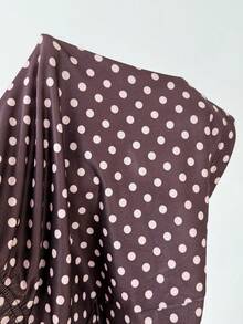 ZzzCrew French Style Polka Dot Lace Patchwork Tie-Waist Fitted Top And Shorts 2-Piece Set, Plus Size - Coffee Brown - View 4