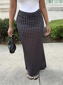 Alexandranx Chân váy chữ A in chấm bi cho nữ, phong cách thường ngày - Nhiều màu - Xem 5