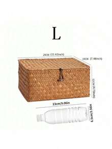 1pc Covered Woven Basket, Willow Storage Box, Rectangular Storage Box, Toy Storage Box, Suitable For Decorating Rooms, Halls, Kitchens, Bathrooms, Bedrooms With Beautiful Appearance - Brown - View 9