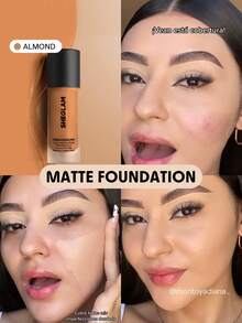 SHEGLAM Complexion Pro Long Lasting Breathable Matte Foundation-Almond Matte Sweat-Proof Foundation Oil Control Full Coverage Pore-Less Concealer Waterproof Flawless Non-Fading Weightless Liquid Foundation - Almond - View 1