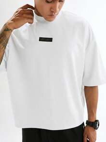 EASEVO Plus Size Men's Casual Minimalist Graphic Round Neck Short Sleeve T-Shirt - White - View 4