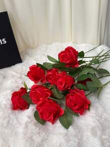 20 piezas de rosas artificiales de color rojo oscuro, rosas de terciopelo realistas, perfectas para ramos de novia, arreglos florales, San Valentín, bodas, fiestas, regalos para el hogar y cumpleaños, decoración de jarrones para interiores y exteriores. Nota: Puede existir un ligero olor, colóquelas junto a una ventana durante 1-2 días para ventilar. - Burdeos - Ver 3