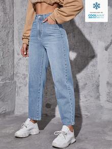 Jeans de cintura alta estilo mom fit - Lavado ligero 2 - Ver 10