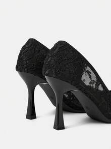 CUCCOO HITCHD Women Shoes Pointed Stiletto Black Lace Mesh Sexy And Comfortable Daily Versatile Women's High Heels Shoes Simple Temperament Fashion Party Wedding Banquet Women's Shoes - 2025 Net-9 Black 1 - View 4