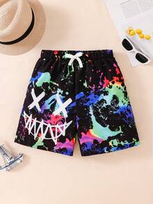 SHEIN Quần bơi/quần short đi biển cho bé trai/thiếu niên, kiểu dáng thường ngày, đa năng, thoải mái, in hình vịt vàng, dáng rộng, lót vải chắp vá. - Màu vàng - Xem 7