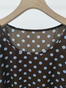 SHEIN Franclia 大码心形蝴蝶结雪纺衬衫，春夏款 - 咖啡棕 - 查看 3