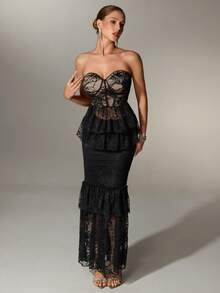 Nuvra Áo ren không dây thoải mái, gợi cảm dành cho nữ - màu đen - Xem 1