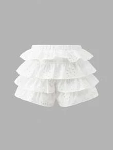 Cozy Pixies Baby Girl Solid Color Versatile Comfortable Bow Decor Elastic Waist Skirt - White - View 4
