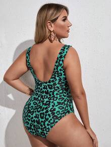 SHEIN Unity 2025 New Year Party Animal Print Plus Size One-Piece Swimsuit - Mint Blue - View 2