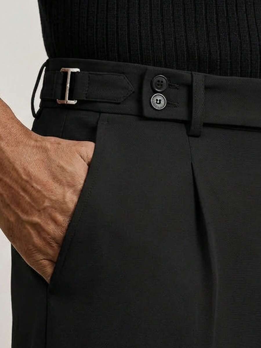 AKNOTIC Men's Woven Long Mid-Waist Straight Leg Casual Suit Pants, Suitable For Daily Wear, Spring/Summer, Vacation, Party, Wedding, Graduation Gift