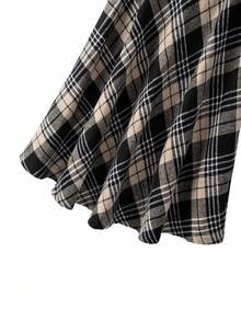 SHEIN Clasi Plus Size Elegant Plaid A-Line Skirt With Side Pockets - Multicolor - View 5
