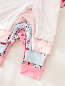 4-Piece Baby Cute Short Sleeve Jumpsuits For Summer,Pink Blue White Rabbit Bear Heart Print Sleepwear Jumpsuits For Family Matching Toddler - Multicolor - View 6