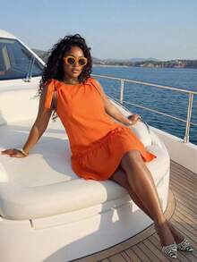 Slaydiva Lễ hội âm nhạc Xuân/Hè 2026, Lễ Phục Sinh, Ngày Thánh Patrick, Phong cách miền Tây, Phong cách du mục, Tiệc sinh nhật, Lễ tốt nghiệp, Khuôn viên trường, Sinh viên, Trang phục thường ngày, Dễ phối đồ, Giải trí, Du lịch tàu biển, Bãi biển, Tắm nắng, Phong cách thịnh hành, Thời trang đường phố, Khách dự đám cưới phong cách Boho, Đi làm, Ăn sáng muộn, Phong cách tối giản dễ phối đồ, Thời trang đường phố Y2K ngọt ngào, Bán chạy, Hẹn hò hàng ngày, Sân bay - Đầm chữ A dáng rộng xếp ly - Màu cam - trái cam - Xem 3