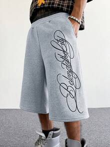 TOKVUE 男士街头风畅销二合一腰带英文刺绣运动裤，适合户外音乐节、日常出行、朋友聚会、送给男友/老公的礼物、周年纪念礼物，浅灰色 - 彩色 - 查看 6