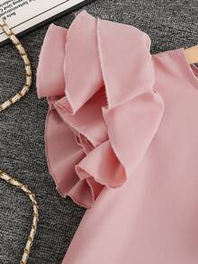 SHEIN Elladie kids 少女简约时尚短袖T恤和裤子套装 - 粉色 - 查看 4