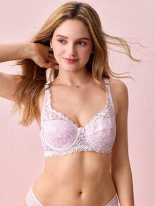 Bonmuse 2件套花卉蕾丝钢圈性感内衣文胸 - 彩色 - 查看 4